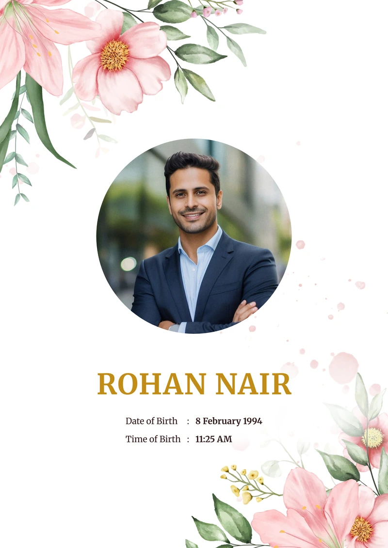 Apple Blossom marriage biodata template — the cover page, at full size