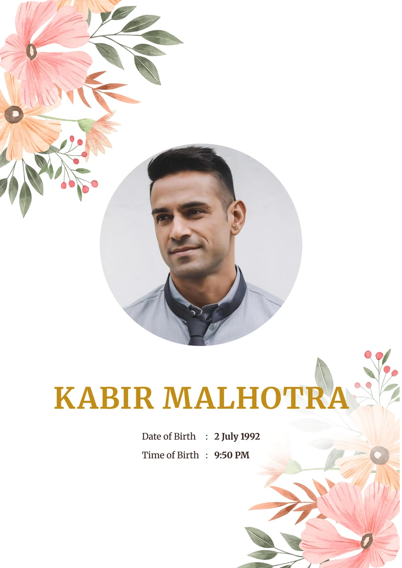Apricot marriage biodata template — the cover page, at full size