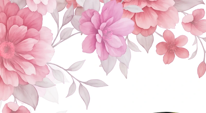 Close-up of the Blush Peony artwork — brushwork on the corner of the cover