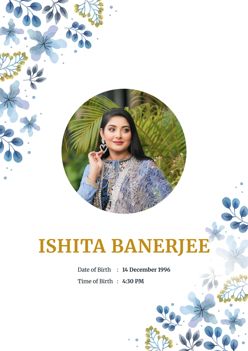 Cornflower marriage biodata template — the cover page, at full size