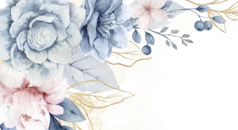Close-up of the Indigo Rose artwork — roses painted in blue