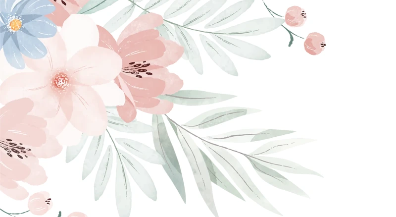 Close-up of the Powder Rose artwork — cornflowers painted in blush