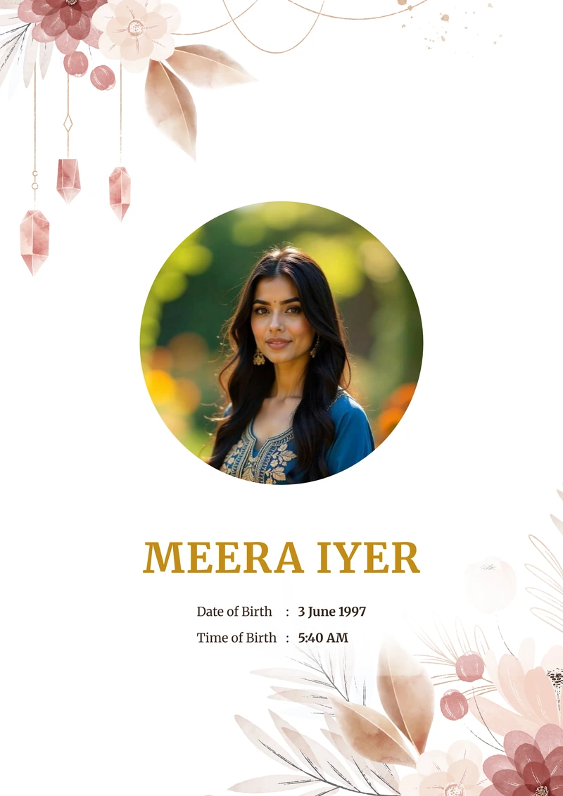 Terracotta marriage biodata template — the cover page, at full size