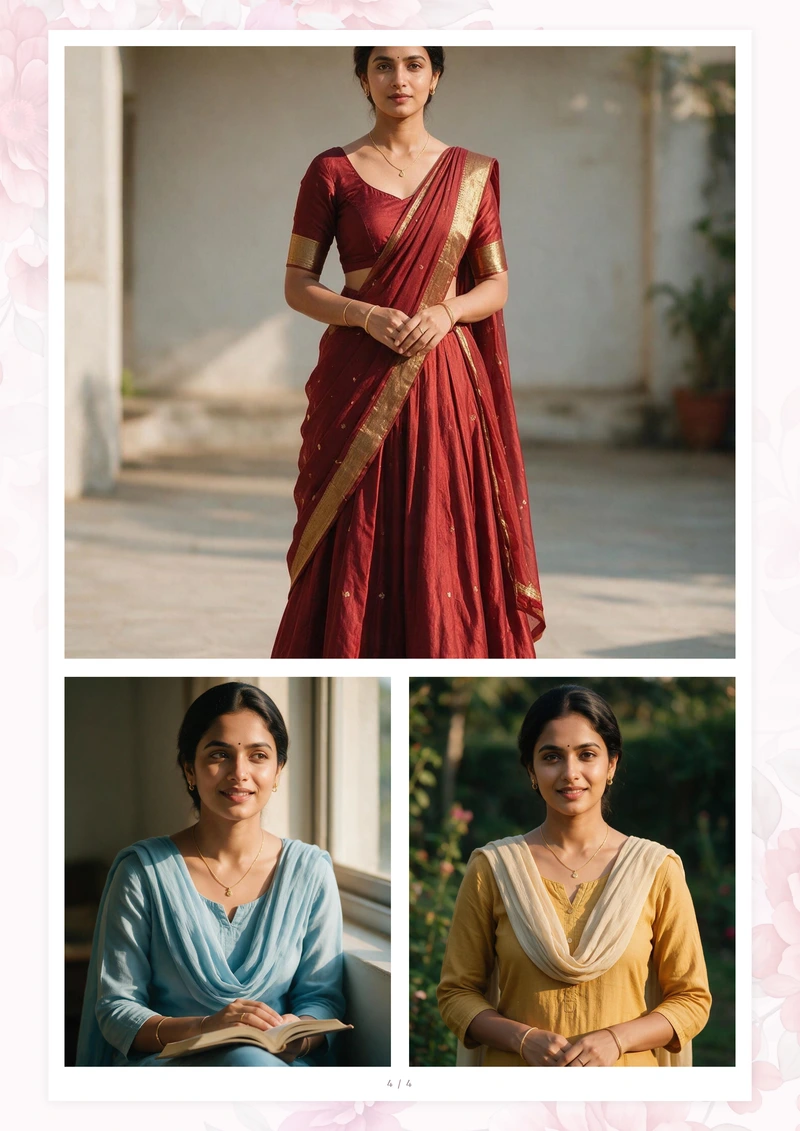 A marriage biodata photo page — four photographs of one person laid out on a single A4 sheet